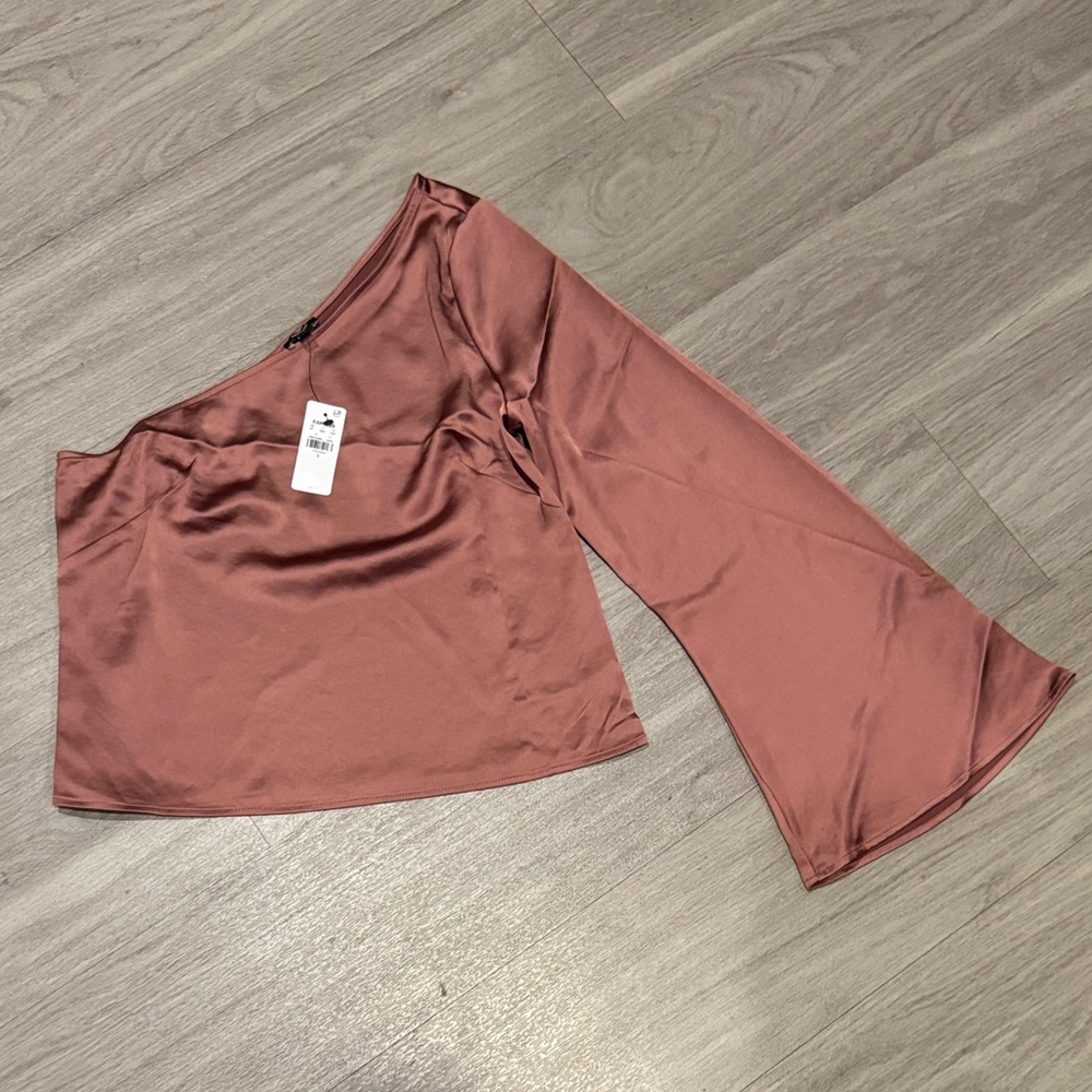 Express One-Shoulder Satin Top, Small-NWT